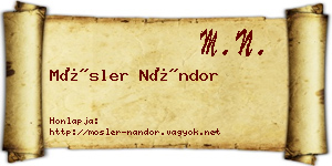 Mösler Nándor névjegykártya
